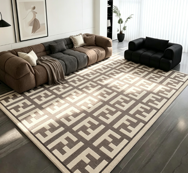 Machine Washable Living Room Rug, Stain Resistant Non-Slip Carpet for High Traffic Areas